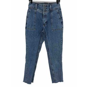 Abercrombie & Fitch‎ 3 Button Mom Jeans Size 26/2 High Rise Stretch Denim Blue